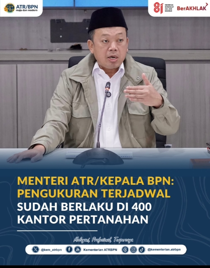 Menteri ATR/Kepala BPN: Pengukuran Terjadwal Sudah Berlaku di 400 Kantor Pertanahan