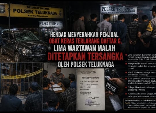 Hendak Menyerahkan Penjual Obat Keras Terlarang Daftar G, Lima Wartawan Malah Ditetapkan Tersangka oleh Polsek Teluknaga