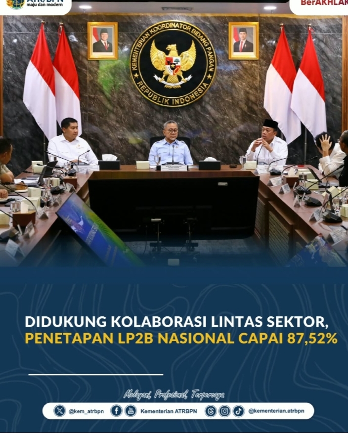 Didukung Kolaborasi Lintas Sektor, Penetapan LP2B Nasional Capai 87,52%
